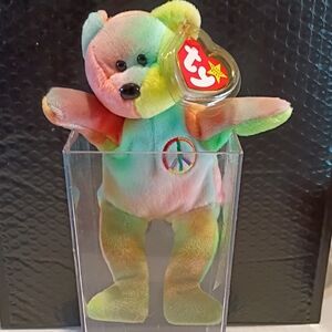 Ty Rainbow Peace Bear Plush Toy